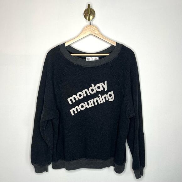 Wildfox Monday Mourning Crewneck Pullover Sweater - Picture 1 of 5